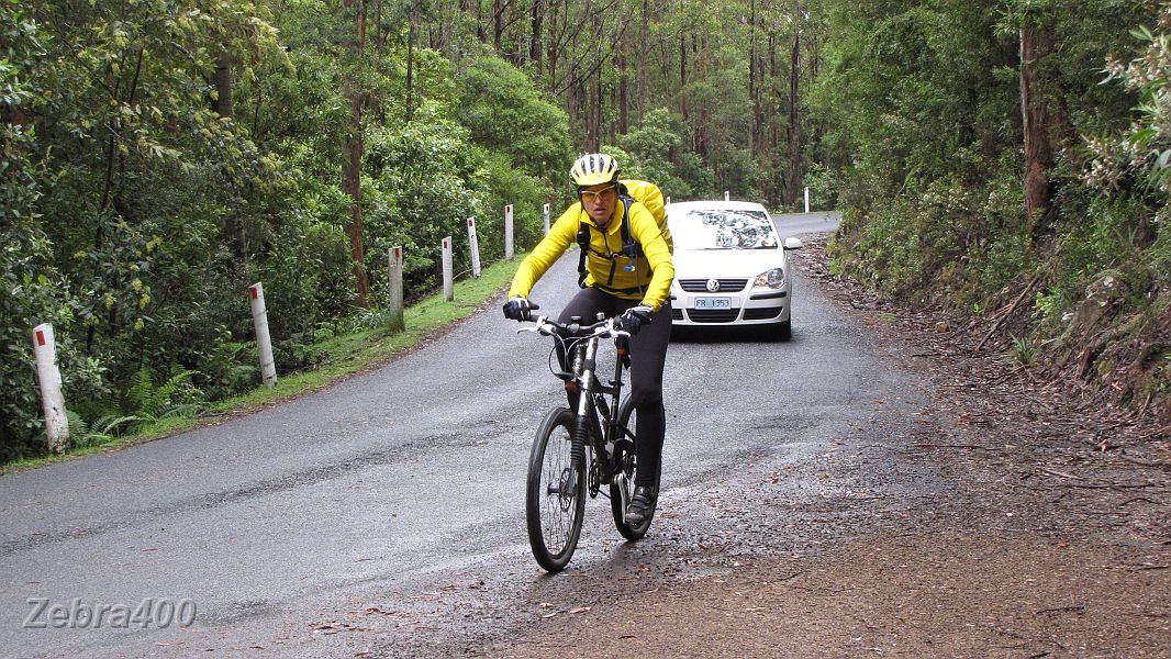 12-Heidi starts her ride to the summit of Mt Wellington.JPG